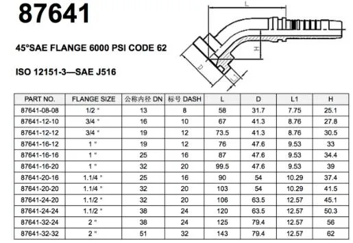 45° SAE Flange 6000 Psi Code 62 Ningbo China Best Seller Steel Hydraulic Fitting Flange