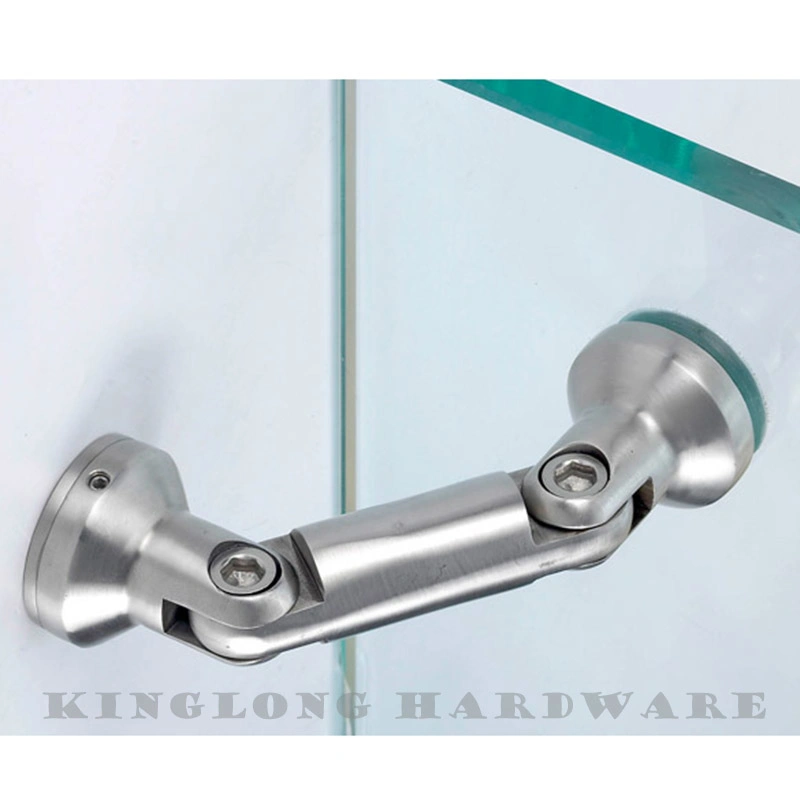 High Quality Stainless Steel Glass Fitting Wall Mounted Glass Door Hinge Double Adjustable Glass Connector